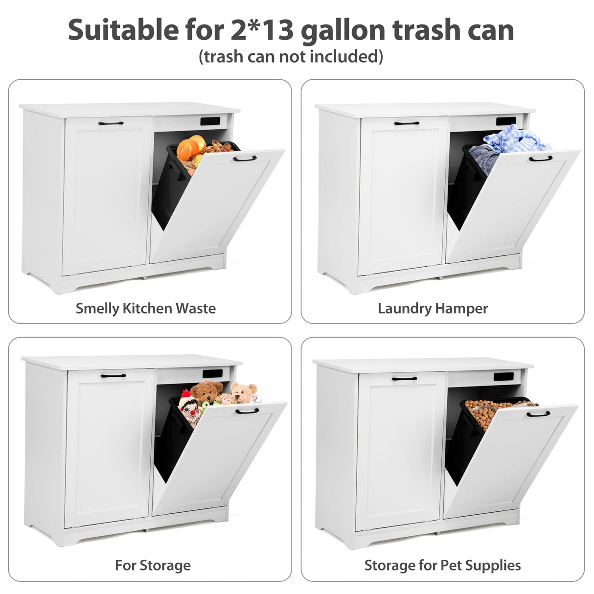 JAXPETY Double Tilt Out Trash Cabinet, Kitchen Hidden Garbage Can with Negative Ion & Deodorizing Function,Free Standing Recycling,Dog Proof 10 Gallon Trash Bin Cabinet for Bathroom, Living Room JAXPETY