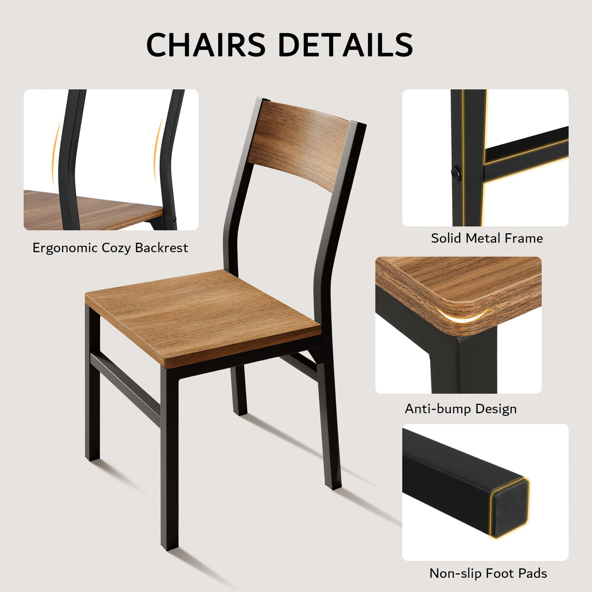 iPormis 7-Piece Dining Table Set with 6 Chairs, 63" Extendable Kitchen Table & Chairs Set for 4-6, Dining RoomTable with Solid Metal Frame & MDF Board, Perfect for Small Space, Easy Assembly, Walnut iPormis