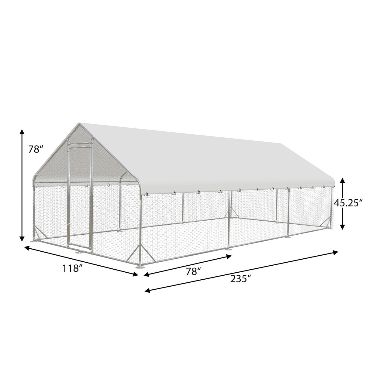 Outdoor Metal Chicken Coop,Metal Chicken Coop with Run,Walk-in Poultry Cage Spire-Shaped Chicken Run with Waterproof and Anti-Ultraviolet Cover for Outside,Backyard and Farm,19.6'x9.8'x6.4' HOOYEAH