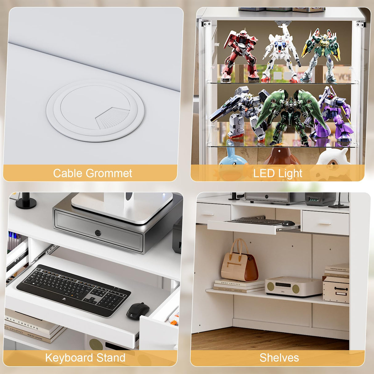 PAKASEPT Reception Desk with Counter for Retail & Checkout,Modern Front Reception Counter with Drawers & Open Shelves,L-Shaped Retail Counter with Storage for Countertop,Beauty Salon,Shop,Bar,White PAKASEPT