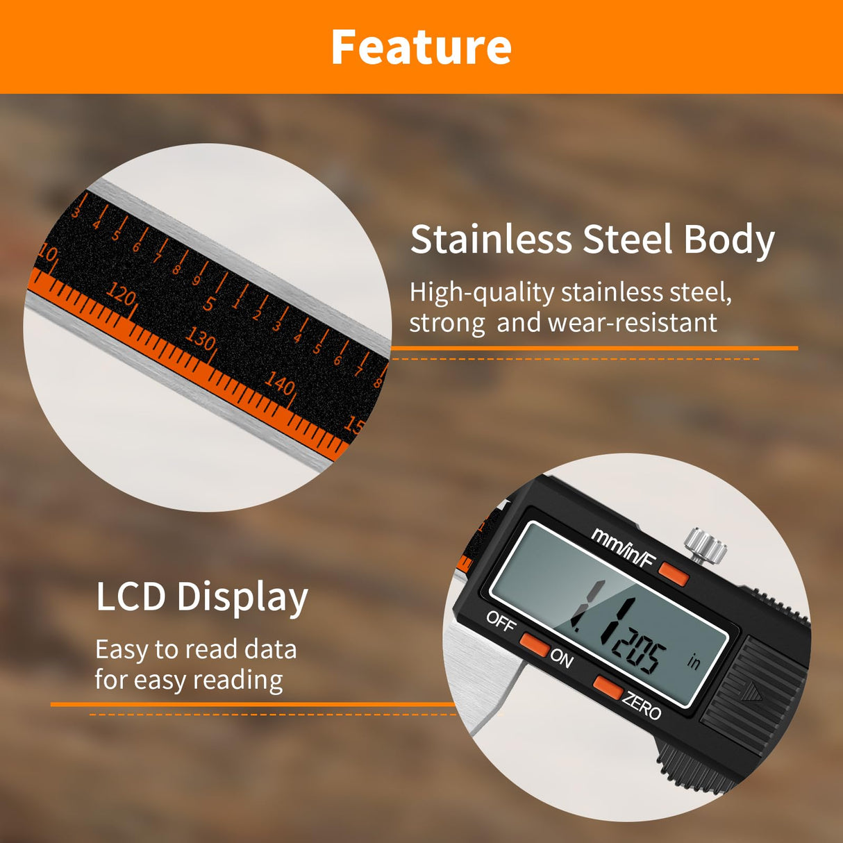 HARDELL Digital Caliper 12 Inch, Stainless Steel Caliper Measuring Tool with Large LCD Screen, Auto-Off Feature, Inch/Millimeter, Electronic Vernier Caliper for DIY, Jewelry, Parts,3D Printing HARDELL