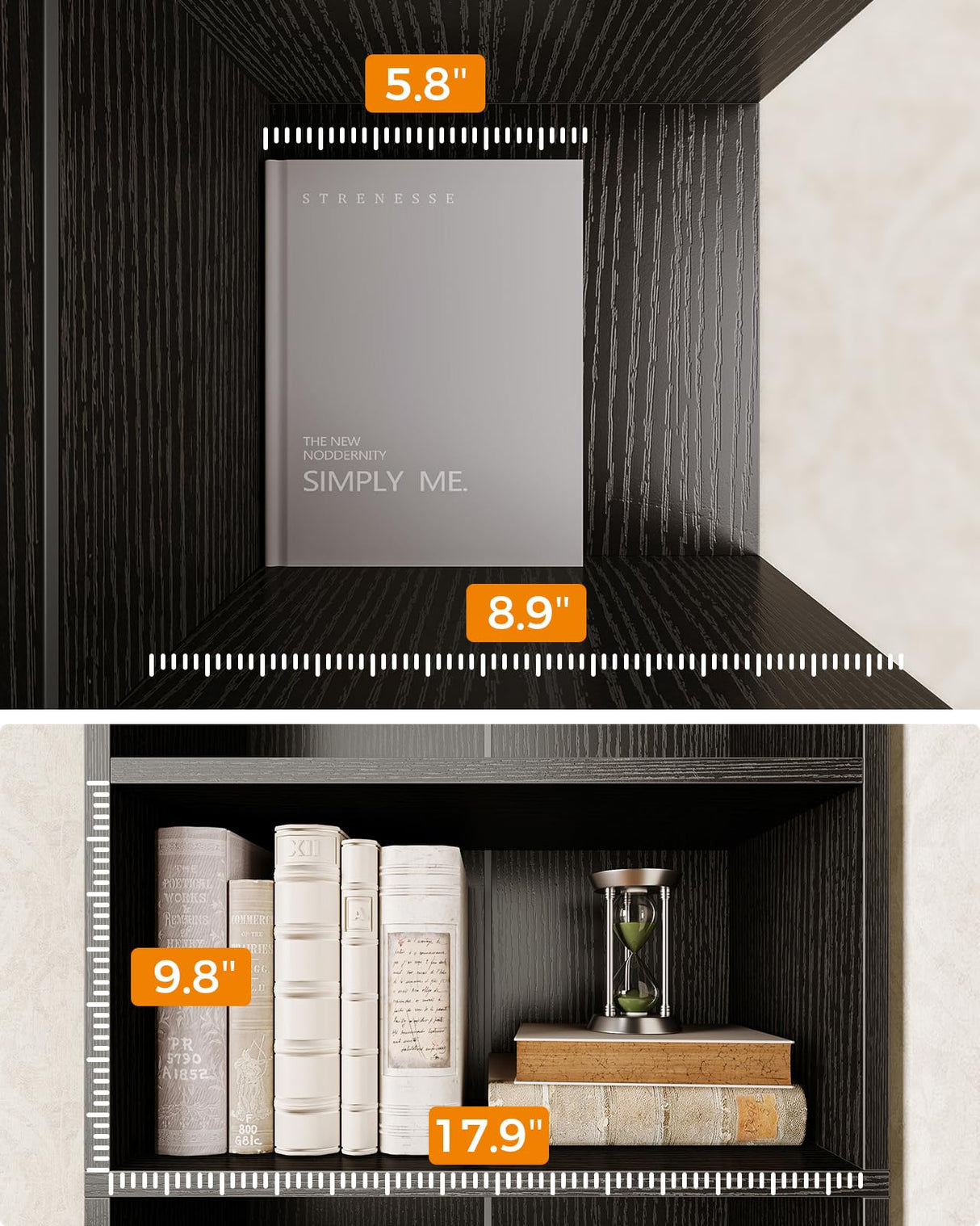 Casaottima 5-Tier Open Bookshelf and Bookcase, Floor Standing Display Storage Shelves for Living Room, Tall Book Shelf for Bedroom, Home Office, Dining Room, Black Casaottima