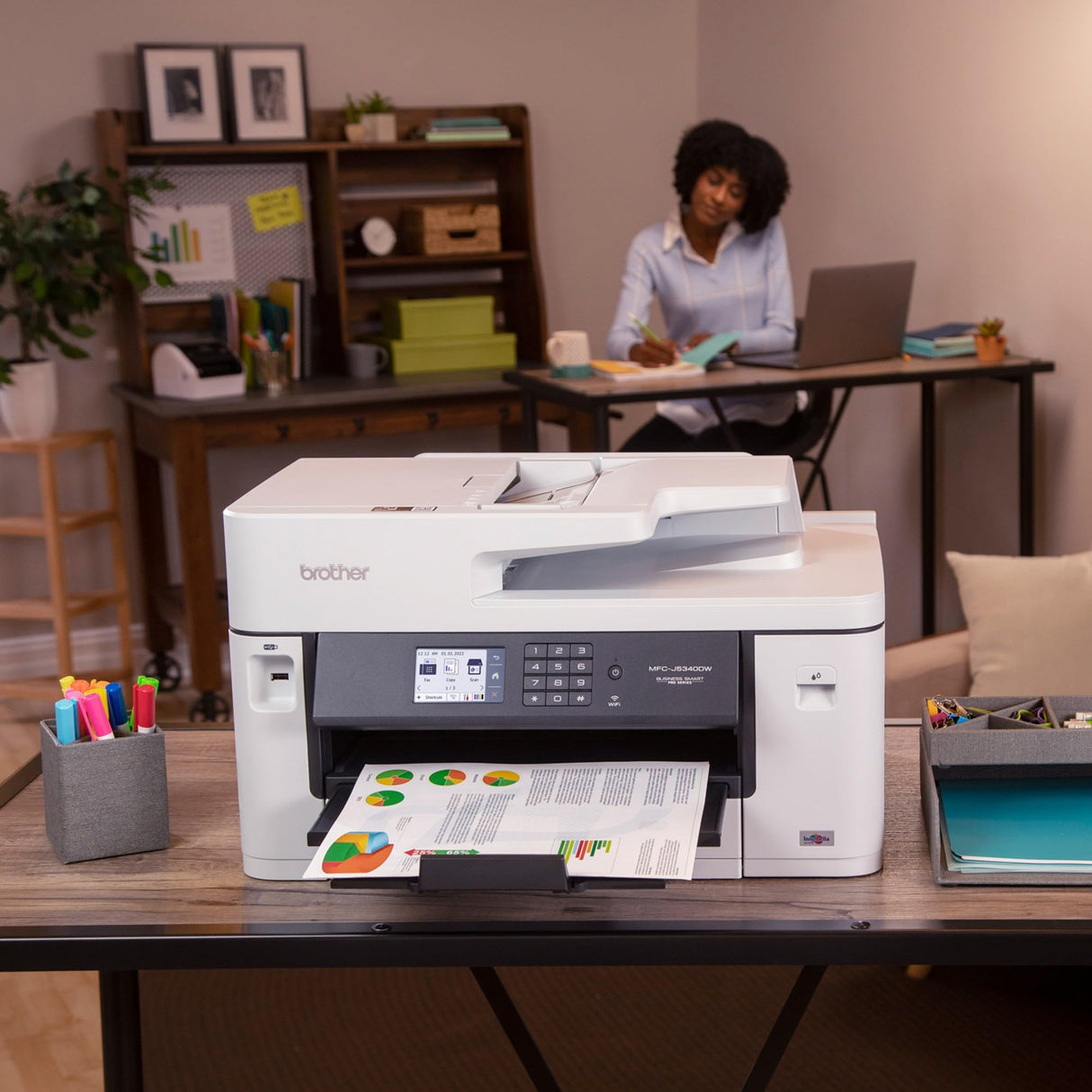 Brother MFC-J5340DW Business Color Inkjet All-in-One Printer with Printing up to 11”x17 (Ledger) Size Capabilities, White Brother
