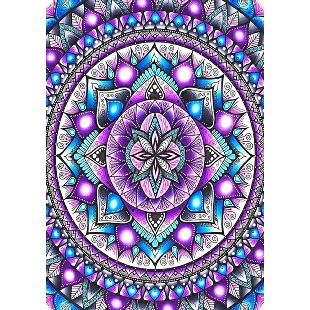 JFYHAB Mandala Diamond Painting Kits for Adults,5D Rhinestone Diamond Art Kits for Adults Kids Beginner,DIY Flowers Round Full Drill Diamond Painting Kit Arts Craft for Home Wall Decor 12X16inch JFYHAB