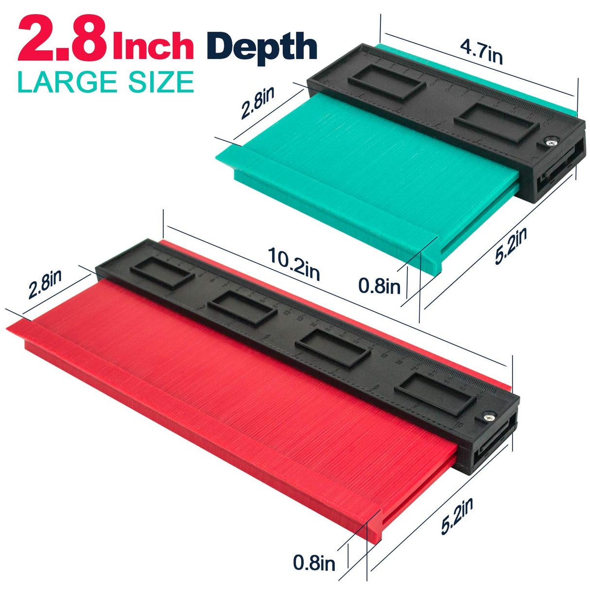 Contour ruler 10x 5.2,5x 5.2 Inch, Widen Plastic Profile Gauge Duplicator, Precisely Copy Irregular Shapes Wood Template Measuring Tool for Perfect Fit and Easy Cutting. SAILHOME