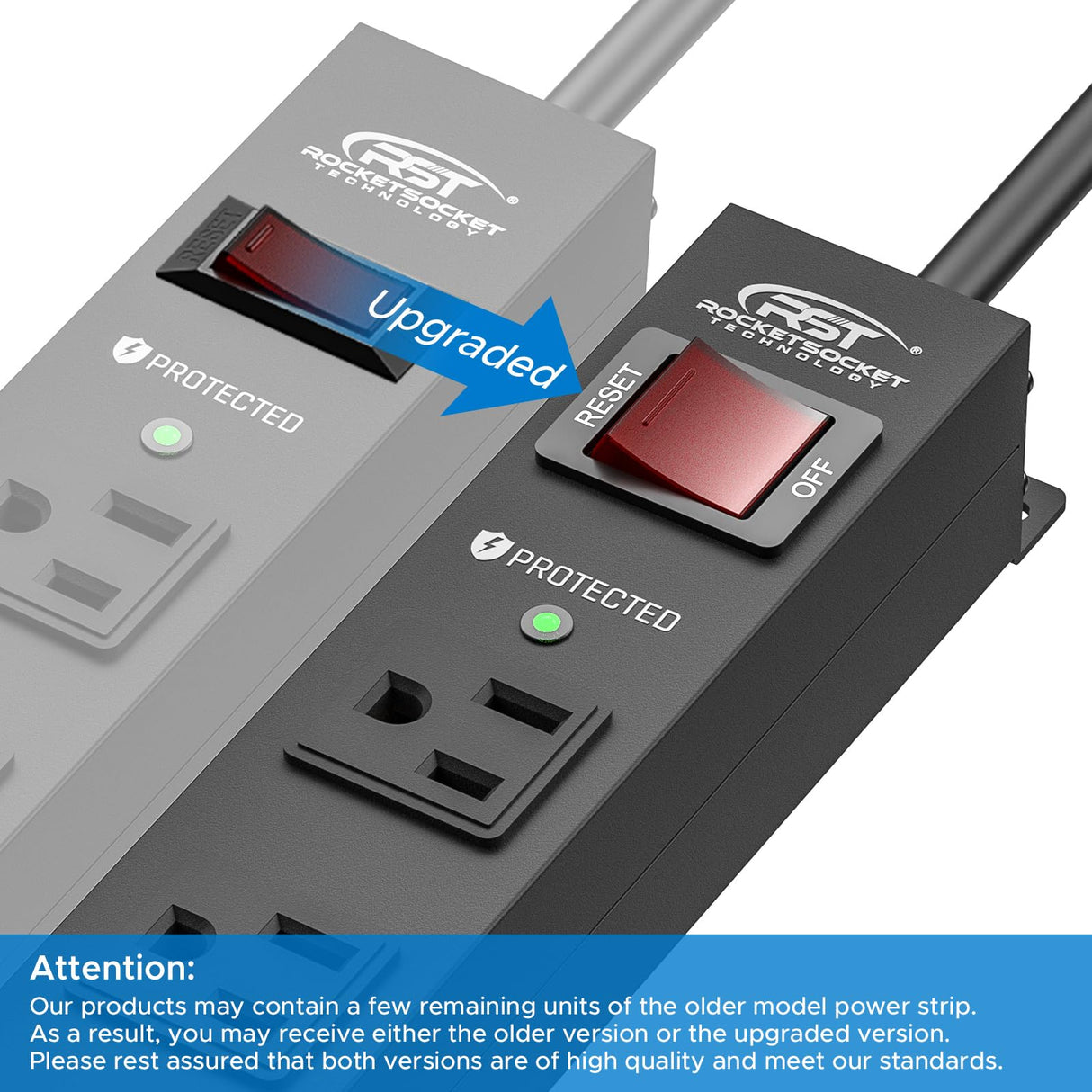 CRST 6 Outlet Heavy Duty Power Strip with Switch, 15A/1875W Metal Mountable Power Strip Surge Protector 2100Joules, Wide Spaced Power Bar for Garage Worshop Home School, 6 FT Cord CRST