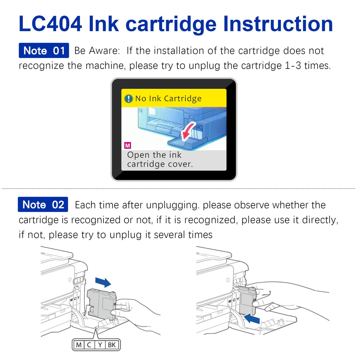 Valinkso LC404 Ink Cartridges Replacement for Brother Ink Cartridge LC 404 Color Standard Yield Compatible for Printer MFC-J1205W MFC-J1215W MFC-J1205W XL(4 Pack,1 Black 1 Cyan 1 Magenta 1 Yellow) Valinkso