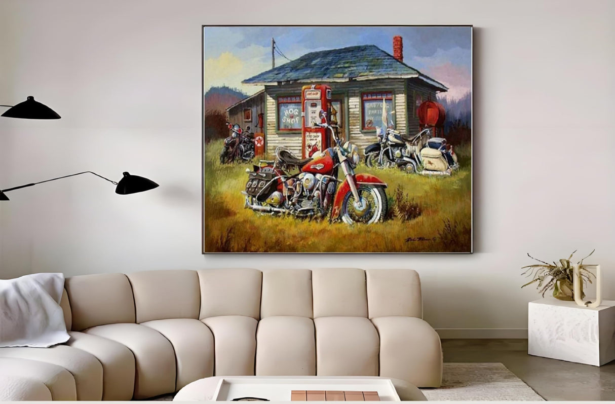 ABEUTY DIY Paint by Numbers for Adults Beginner 16x20 inches Number Painting Home Decoration Crafts (No Frame, Motorcycle) ABEUTY