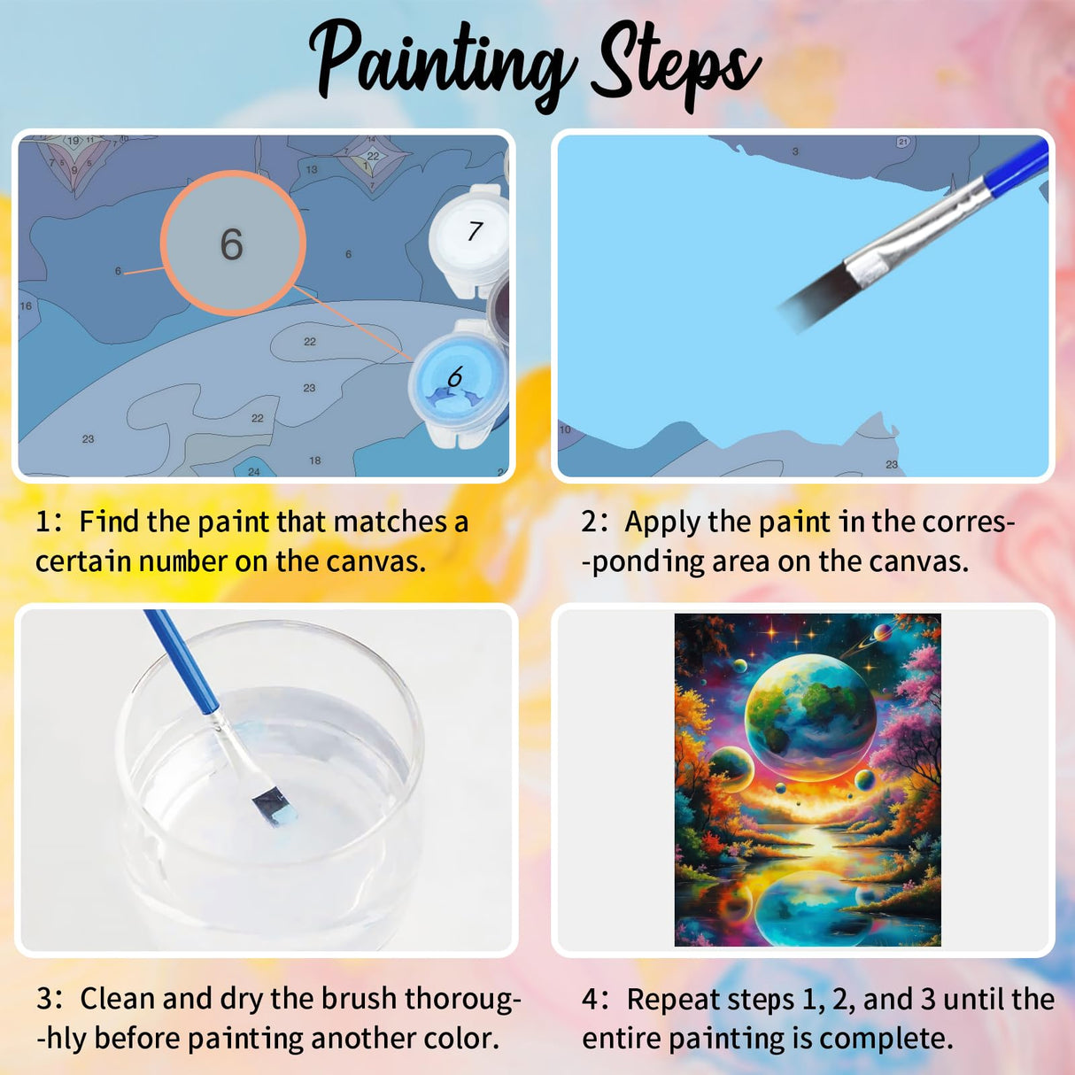 WEBEEDY Planet Space Large Paint by Numbers Kit for Adults Beginners Painting by Numbers on Canvas Complete Paint and Sip Sets Oil Painting Kit for Party Home Wall Decor Art Craft Gifts, 16x20'' WEBEEDY