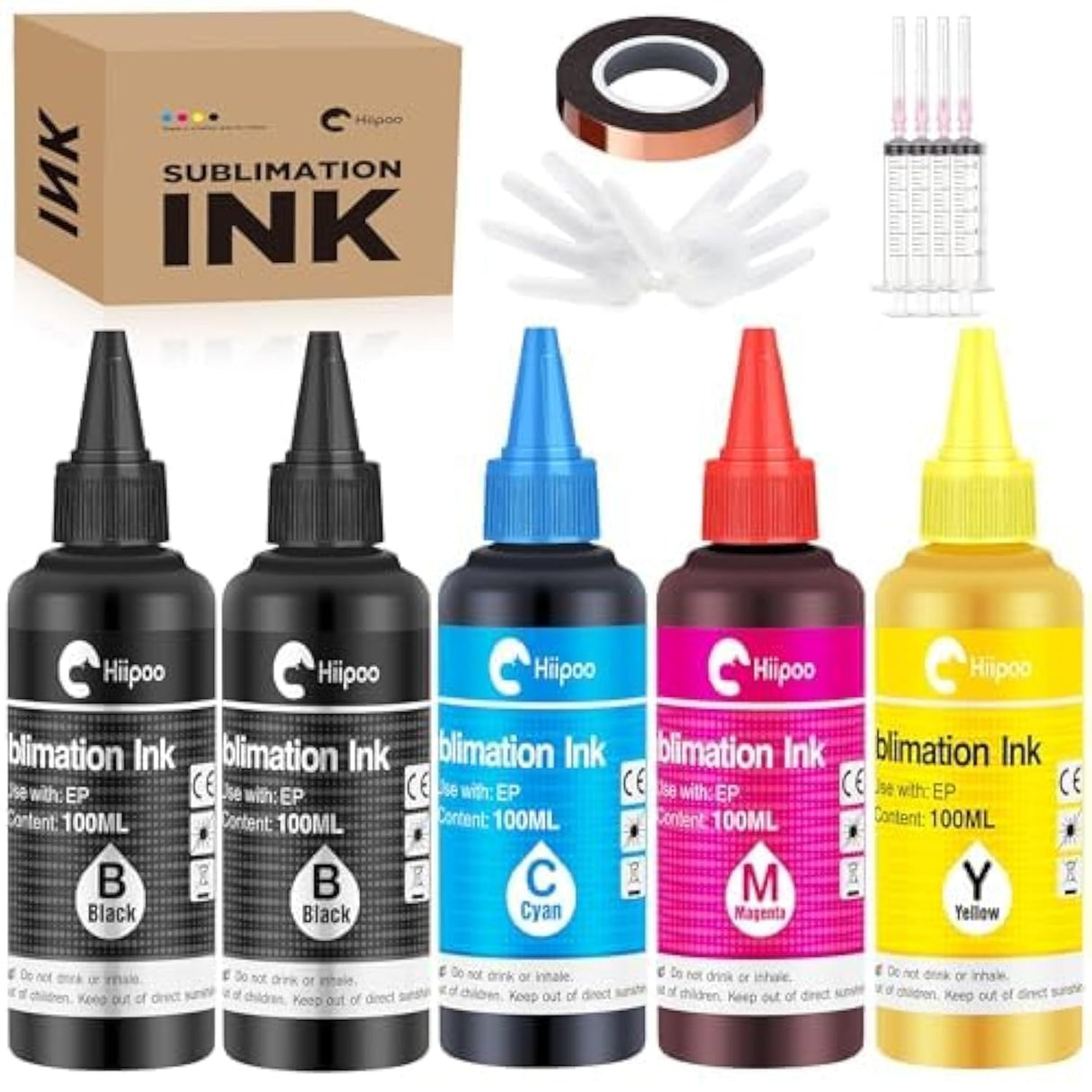 Hiipoo 500ML Sublimation Ink Refill for ET2400 ET-2720 ET-2760 ET-2800 ET-2803 ET-2850 ET-4800 ET-15000 ET-3760 Inkjet Printer Heat Press Transfer on Mugs T-Shirts Pillows (Upgrade Version) Hiipoo