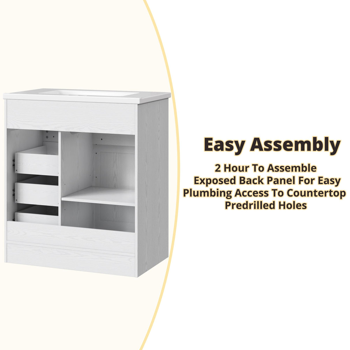 IRONCK 30" Bathroom Vanity with Sink, Farmhouse Bathroom Sink Cabinet with Flip Drawer & Sliding Barn Door, Freestanding Bathroom Vanities with Metal Handles, Paper Towel Holder,White IRONCK