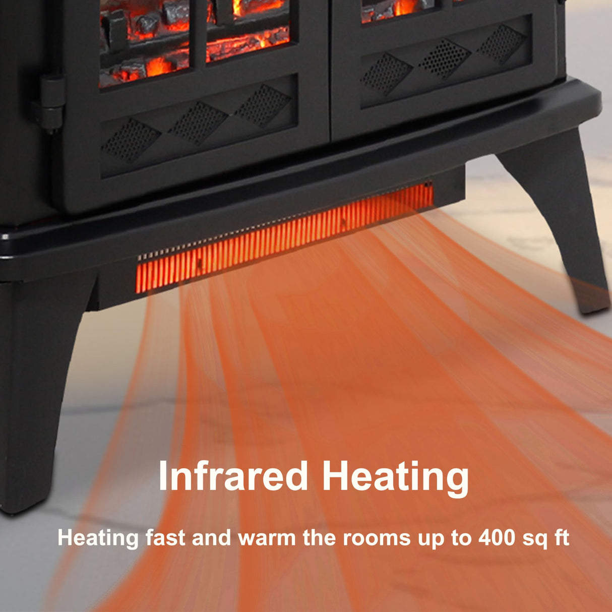 Innoflame 24" Electric Fireplace Heater, Freestanding Stove Heater with Realistic Flame, Adjustable Thermostat, Remote, Timer, 1500W, Black Innoflame