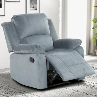 EBELLO Classic Manual Recliner Chair with Soft Padded Headrest and Armrest, Overstuffed Recliner Single Sofa Chair for Living Room, Bedroom, Grey