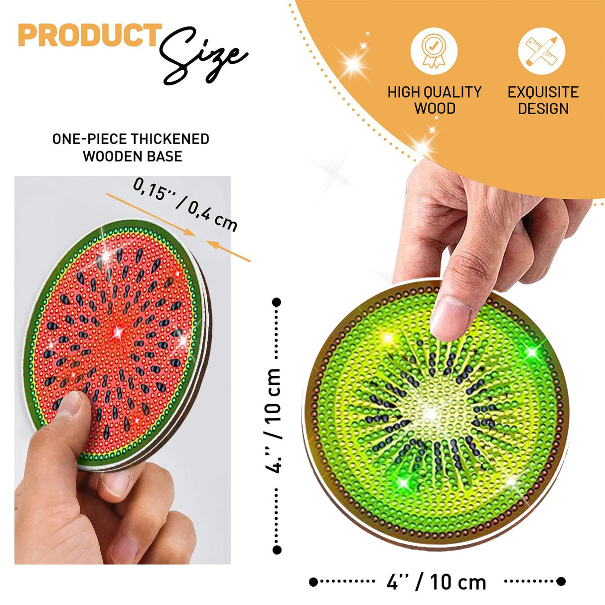 12 pcs Diamond Painting Coasters | Diamond Art Coasters | Fruit Diamond Art Painting | Perfect Art Craft Gift for Fruit Lover, Dad, Mom, Grandparents, Brother, Sister. LGANHAPY