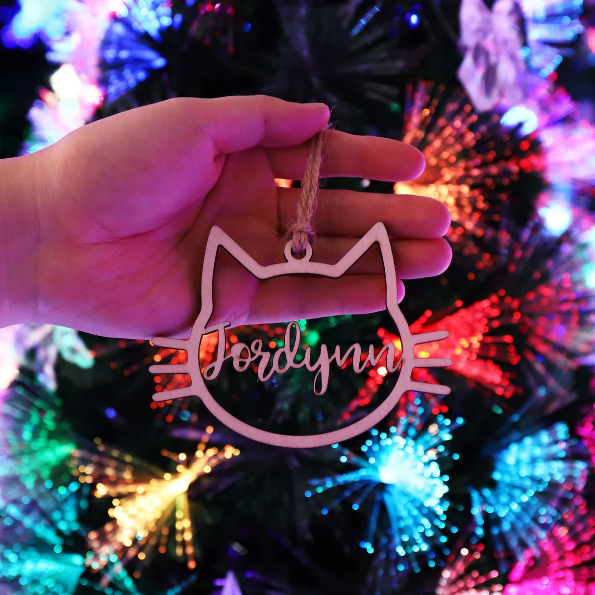 Personalized Cat Face Wood Ornament, Wooden Christmas Ornament souleather