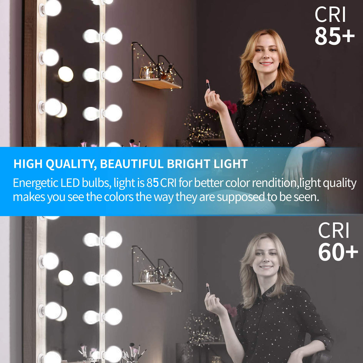 Honesorn Bathroom Light Bulbs E26 Base, 60 Watt Equivalent, 5000K Daylight, Vanity LED Globe Light Bulbs for Bathroom, G25 Round Light Bulbs for Vanity Mirror, CRI85+ 500LM, 120V, Non-dimmable, 4 Pack Honesorn