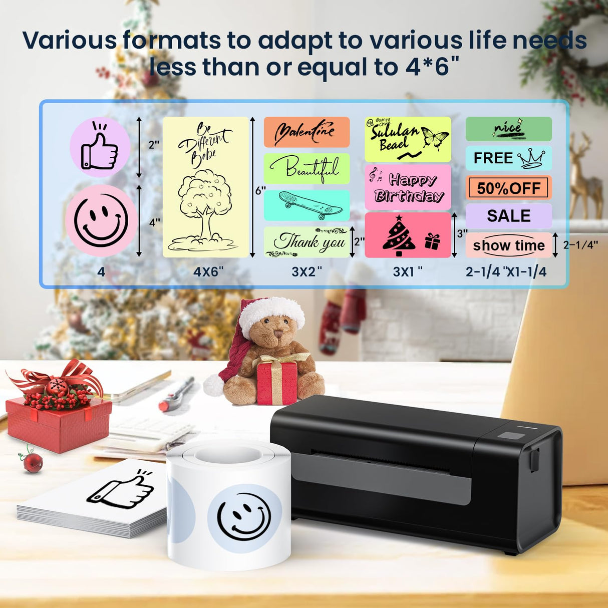 ZRHI Thermal-Label-Printer-Shipping Label Printer for Small Business 4x6 Bluetooth Thermal Printer 300mm/s Compatible Windows,Mac,iOS, Android,Desktop Printer Labels Maker Used for Amazon,Shopify ZRHI