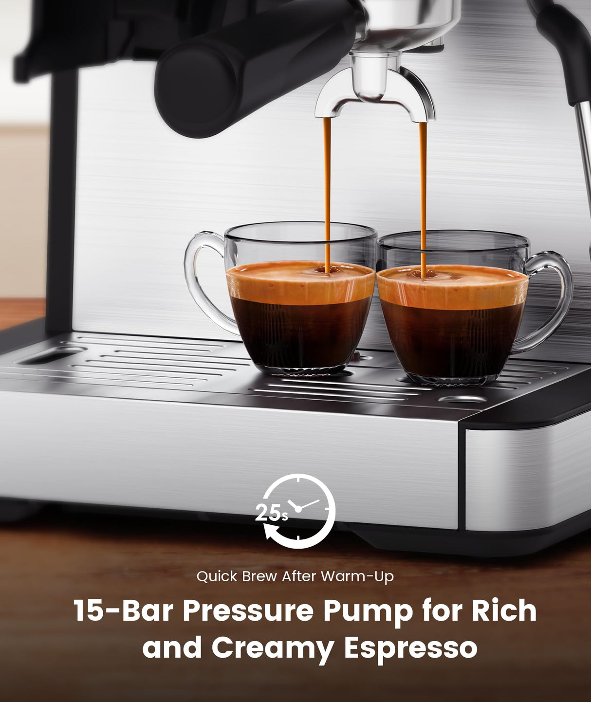 COWSAR Espresso Machine 15 Bar, Semi-Automatic Espresso Maker with 30-Position Grinder and Milk Frother Steam Wand for Latte/Cappuccino, 77.8oz Removable Water Reservoir, Ideal for Home/Office COWSAR