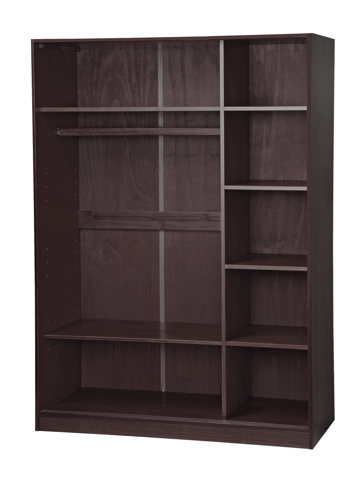 Palace Imports 100% Solid Wood Wardrobe/Armoire/Closet with 3 Sliding Louvered Doors, Java. 5 Shelves Included, 52" w x 72" h x 22.5" d, Renewable Eco-Friendly Wood, Made in Brazil Palace Imports