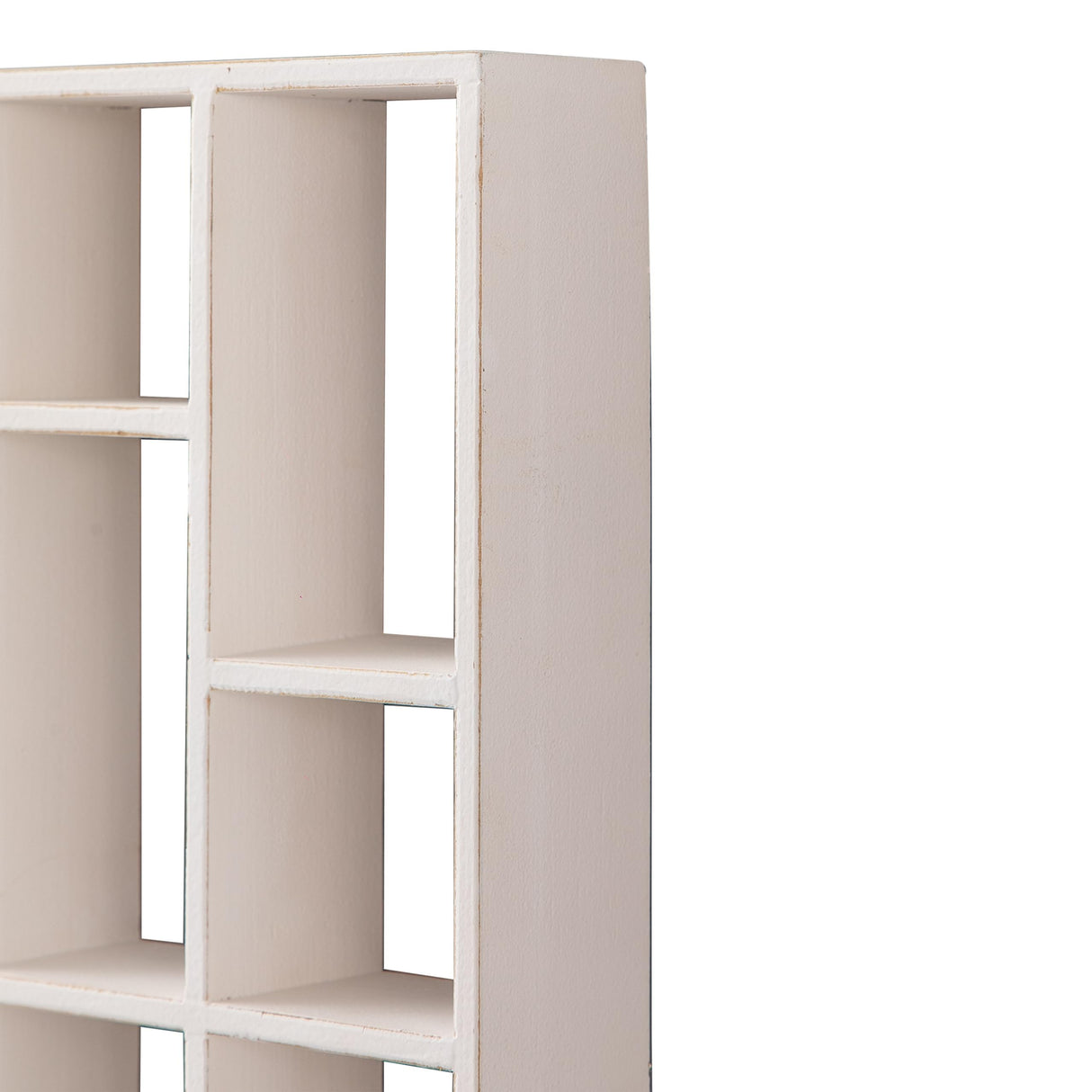 SOFE Small White Shadow Box with Shelves, Wall Shelving Unit 9-Compartments, Freestanding or Wall Mounted Curio Cabinet, Knick Knack Display Shelf, Wood Floating Cube Shelves for Wall, Collectibles SOFE