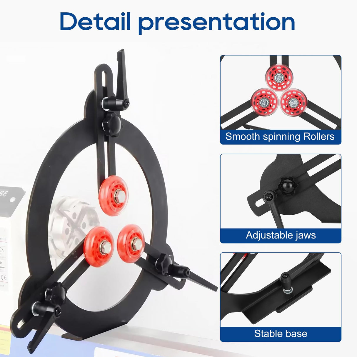 Woodturning Steady Rest for 12" Lathe Swing, Woodworking Steady Rest, 3-Point Adjustable Woodturning Steady Rest for 12 inch Swing Medium Size Lathe Dozont