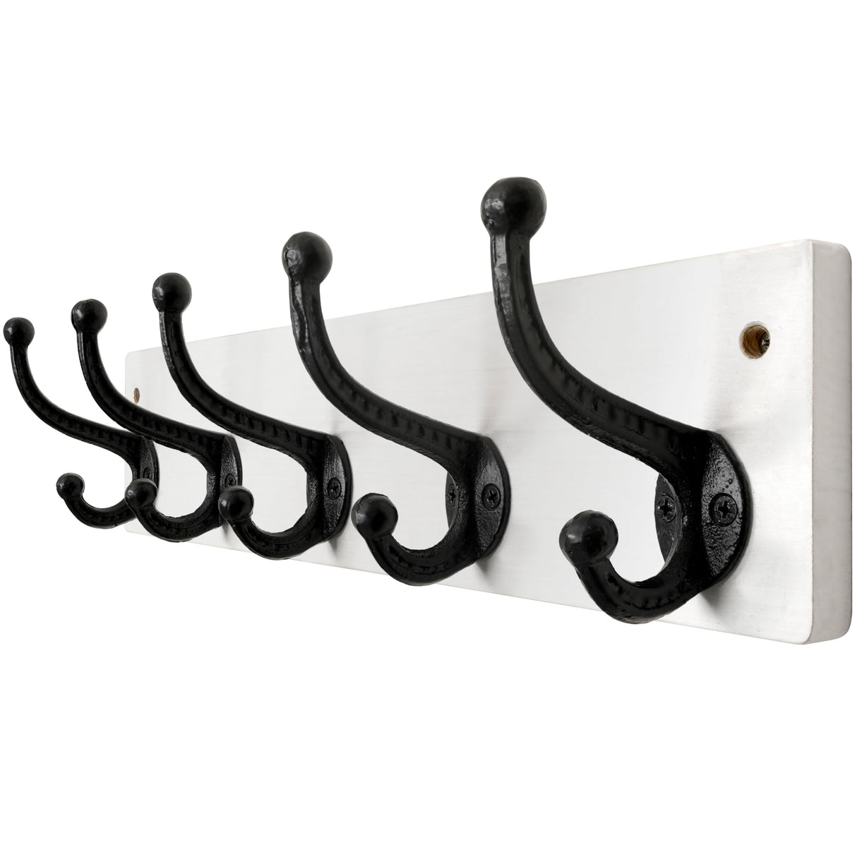 WEBI Rustic Coat Rack Wall Mount,5 Cast Iron Coat Hooks Wall Mounted,Heavy Duty Wall Coat Hanger,Vintage Hooks for Hanging Coats,Clothes,Black on White WEBI