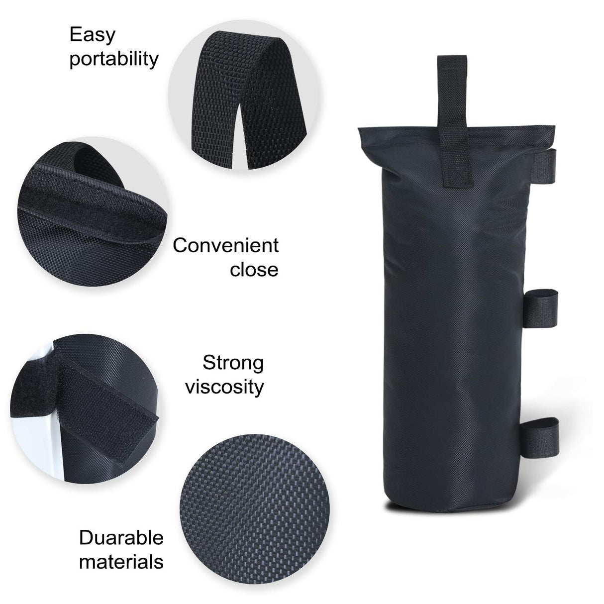 ABCCANOPY Canopy Weights Set of 4-112LBS Sand Bags for Pop up Tent, Weight Bags for Outdoor Gazebo, Trampoline, Pergola, Black (Without Sand) ABCCANOPY
