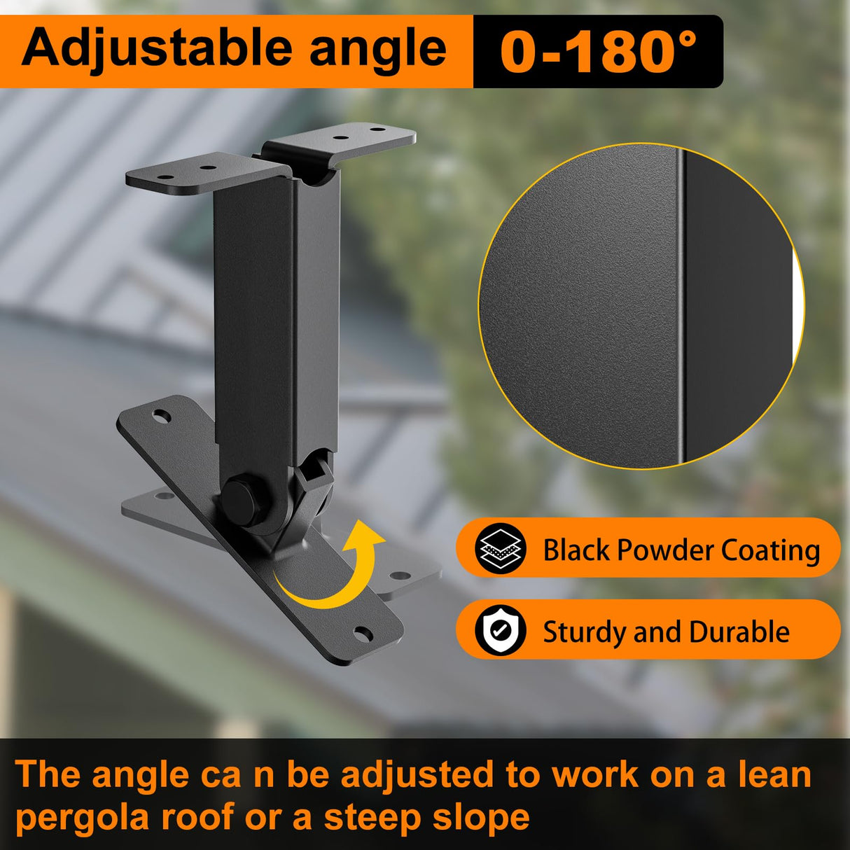 TROPTOLKY Heavy Pergola Brackets Adjustable Black Metal Roof Riser Beam Bracket Kit for Patio Roof and Patio Pergola (3Pcs ) TROPTOLKY