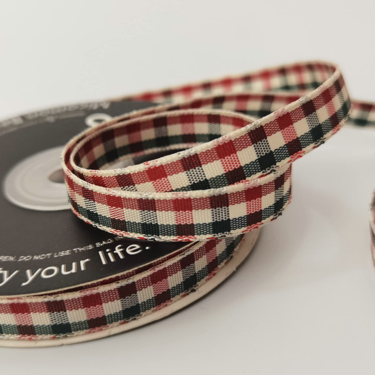 Micomon Gingham Ribbon - Red & Green Checkered Christmas Ribbon, 25 Yards Each Roll, 100% Polyester (3/8") Micomon