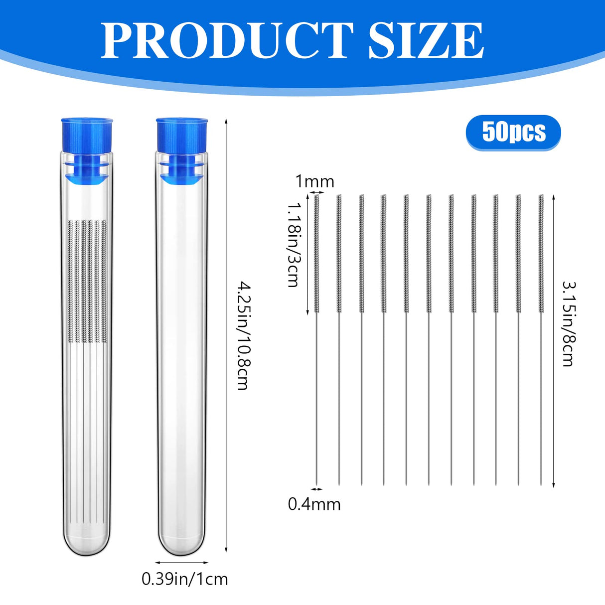 50 Pieces 3D Printer Nozzle Cleaning Kit,0.4 mm Stainless Steel Needles Cleaner 3D Printer Nozzle Cleaner 3D Printer Accessory Sliverdew