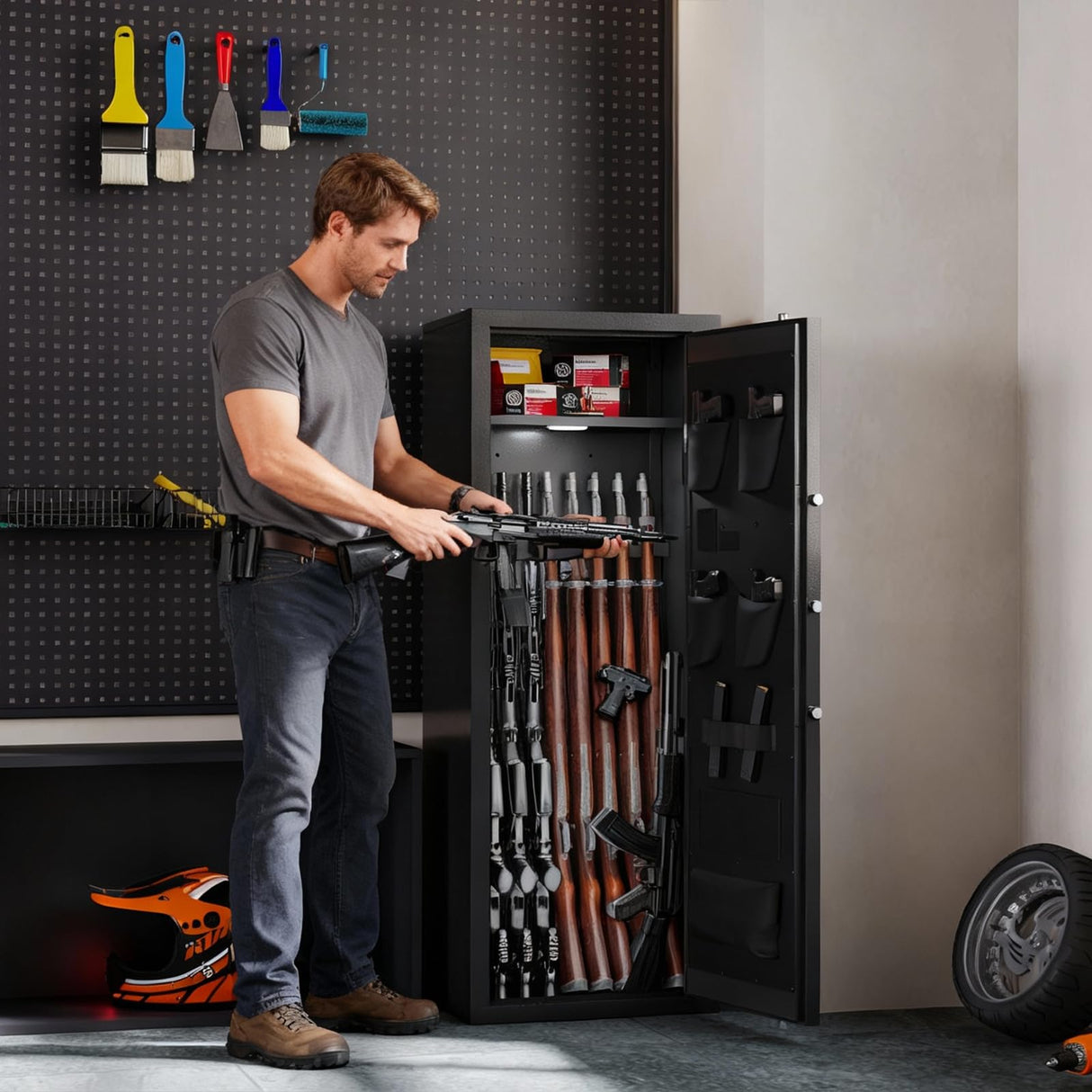 KAER 12-15 Gun Safe, Rifle Safe, Gun Safe for Rifles and Pistols, Gun Cabinet, Gun Safes for Rifles with Adjustable Gun Racks & Shelf, Large Digital Gun Locker, Suitable for AR15 KAER