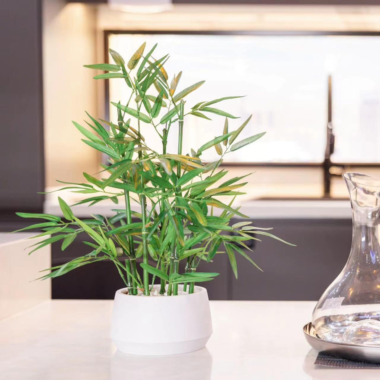 365 Blooming Decor 18 inch Tall White Potted Faux Bamboo Plant- Luxury Artificial Bamboo Tree in White Pot for Home, Office, Kitchen, Counter Top, Indoor Decor, Money Tree, Lucky Bamboo Tree. 365 BLOOMING DECOR INC.