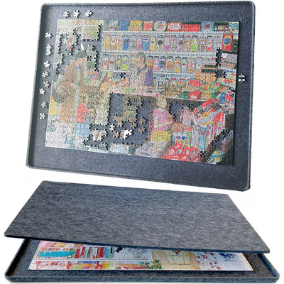 Felt Puzzle Board Flipper Board for 1000 Piece Puzzle with Rigid Cover Tilted Puzzle Board Tray Mat Gray