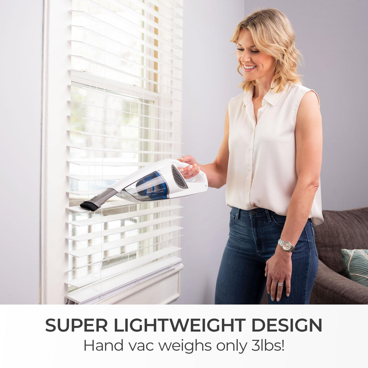 Kenmore DS1030 Cordless Stick Vacuum Lightweight Cleaner 2-Speed Power Suction LED Headlight 2-in-1 Handheld for Hardwood Floor, Carpet & Pet Hair, White Kenmore