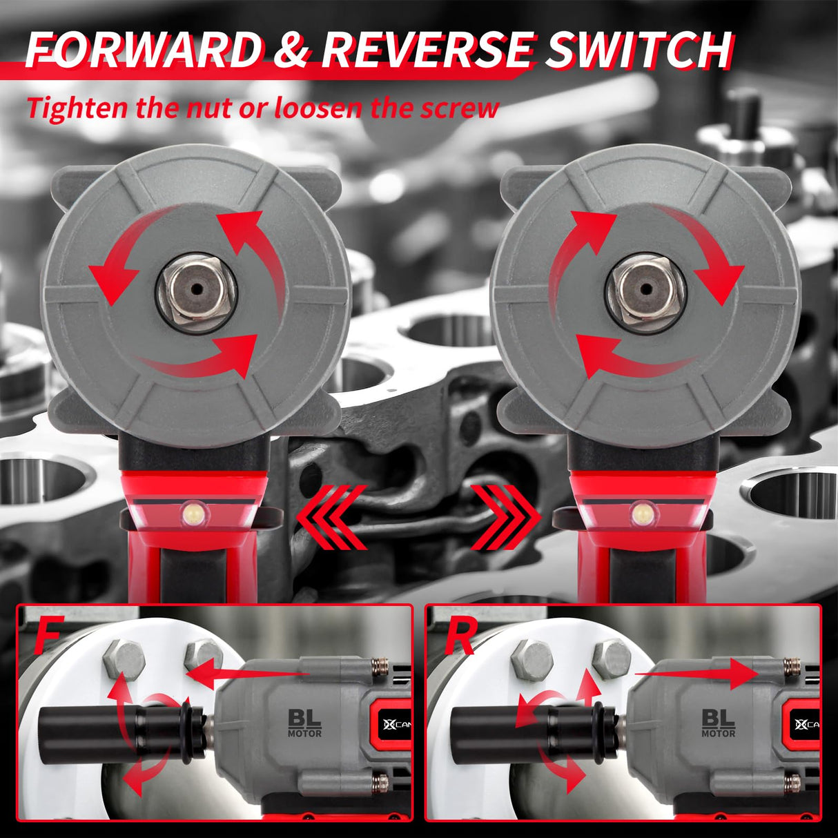 Canbrake 1000N.m(740ft-lbs) Cordless Impact Wrench,21V 1/2 Inch High Torque Impact Gun with 2 x 4.0Ah Batteries,Fast Charger & 5 Sockets,Electric Impact Variable Speeds for Car Truck Mower Home Canbrake