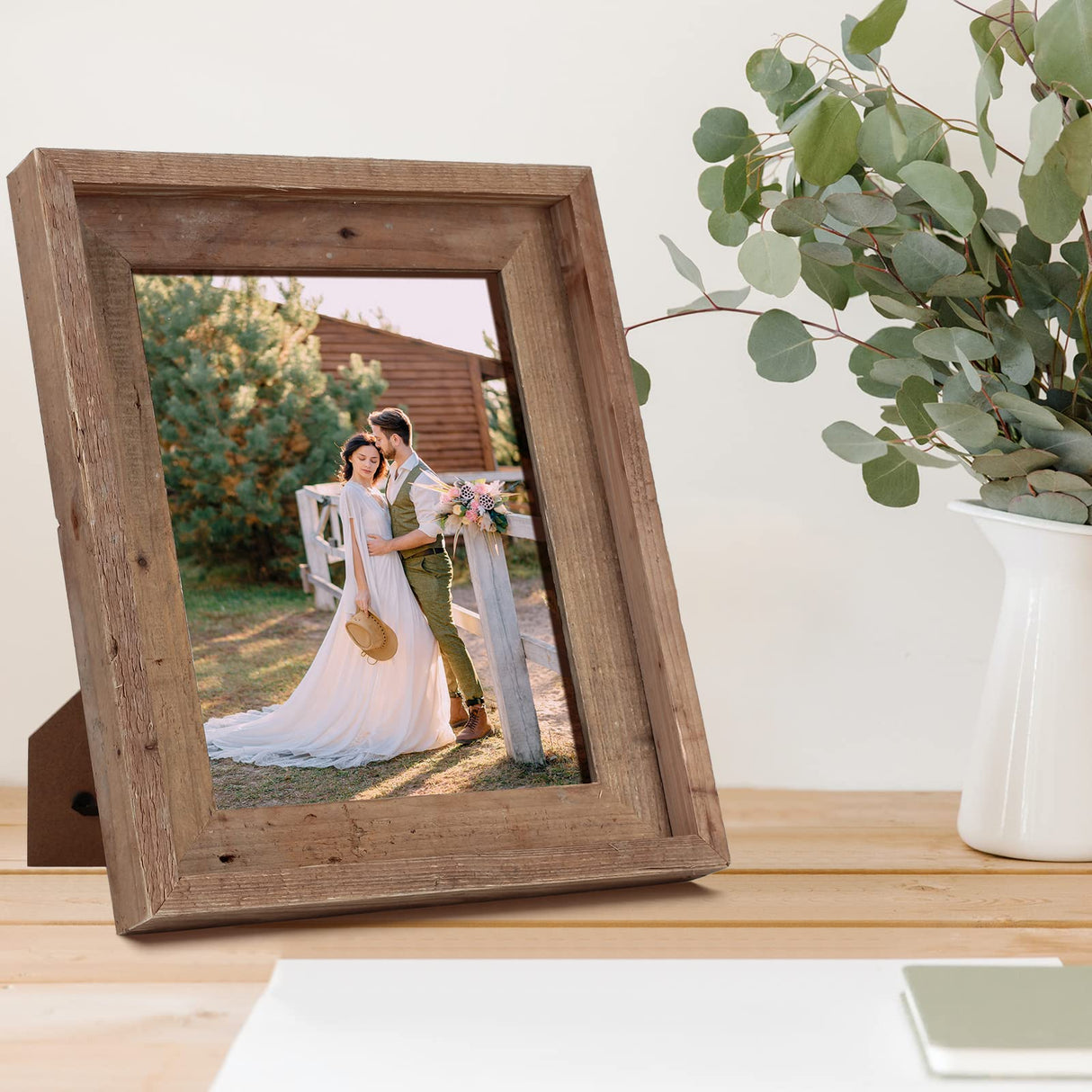 Robhomily Reclaimed Barnwood 8x10 Picture Frame,Farmhouse Rustic Distressed Wood Photo Frame, 100% Reclaimed Natural Barn Wood with Real Glass, Wall &Tabletop Frame for Home Decor. Robhomily