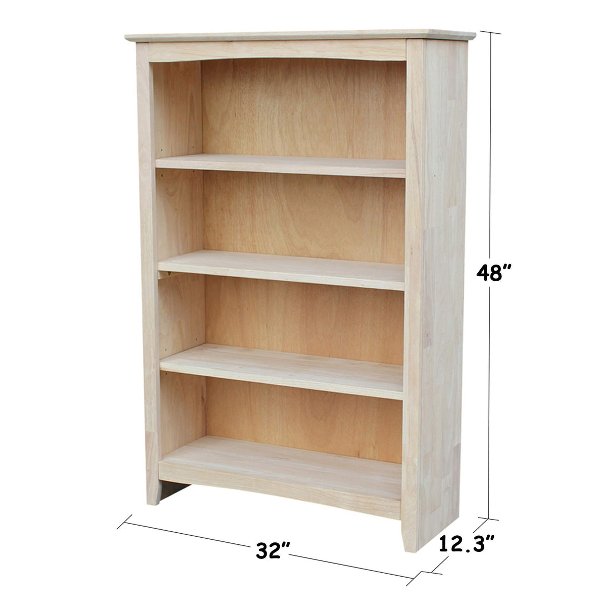 International Concepts Shaker Bookcase, 48-Inch, Unfinished IC INTERNATIONAL CONCEPTS