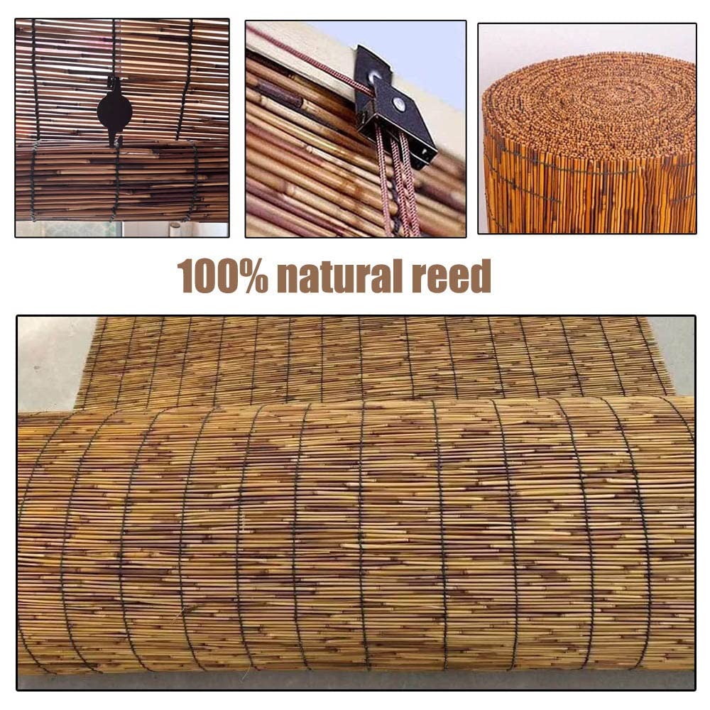 Bamboo Blinds for Patio Sunshades Reed Shade 24 30 34 36 38 40 42 48 56 60 66 Inch Wide Cordless Roman Shades Roller Shades Windows Reed Curtains Anti-UV Bamboo Shades (26.8x17.7x9in : 52" W x 48" H CSXCQM