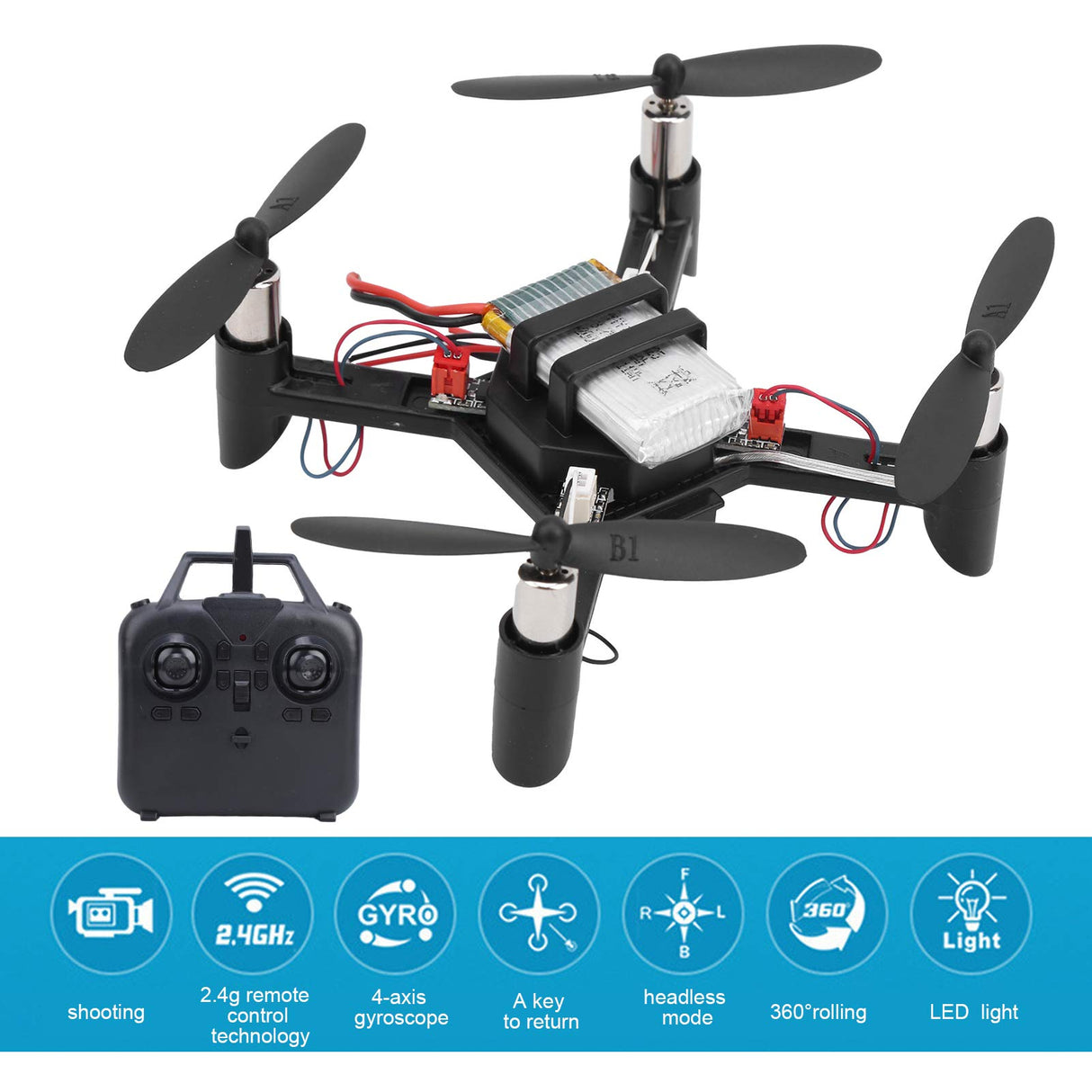 Bnineteenteam DIY Assembly Remote‑ Controlled Drone Kit Mini Quadcopter Plastic Metal Aircraft Educational Toy Bnineteenteam