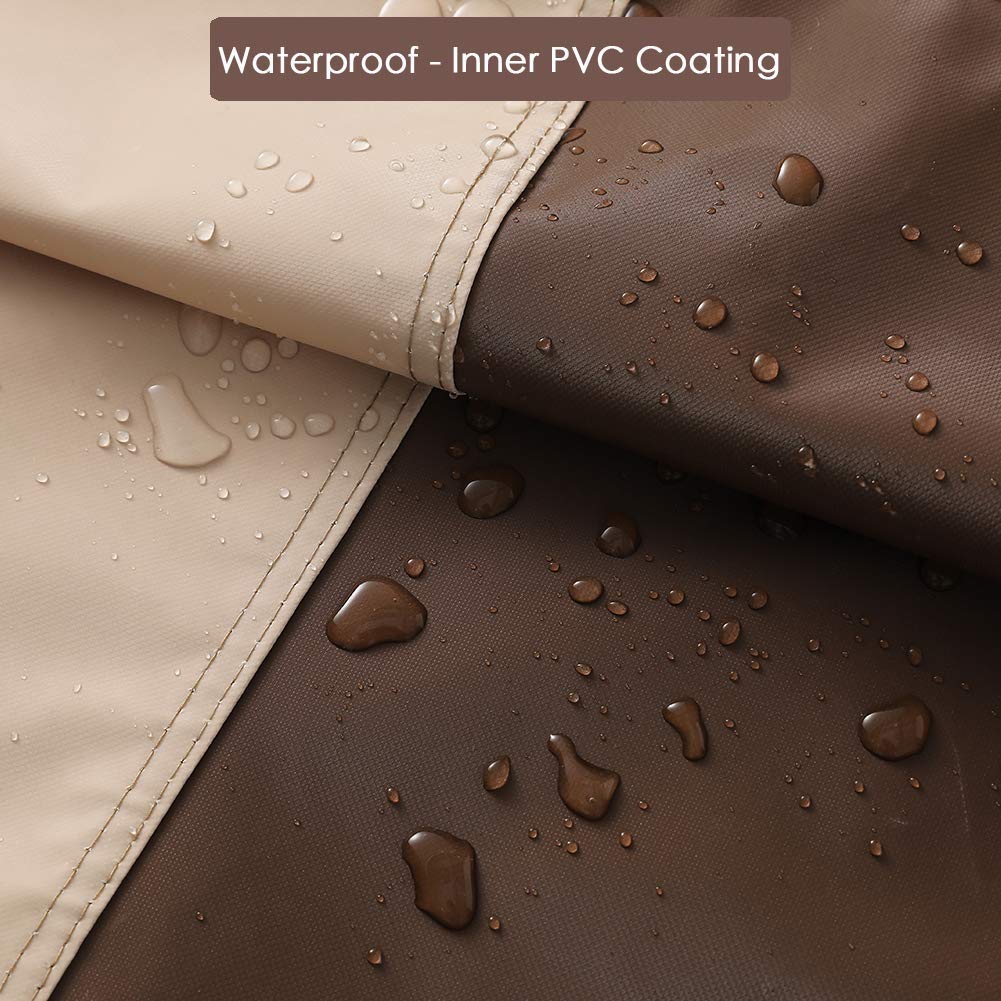 SUPERJARE Patio Umbrella Cover with Rod for 7 to 11 Ft Umbrellas & 15 Ft Double-Sided Umbrellas, 600D Protective Waterproof Cover with Zipper, Beige & Brown SUPERJARE