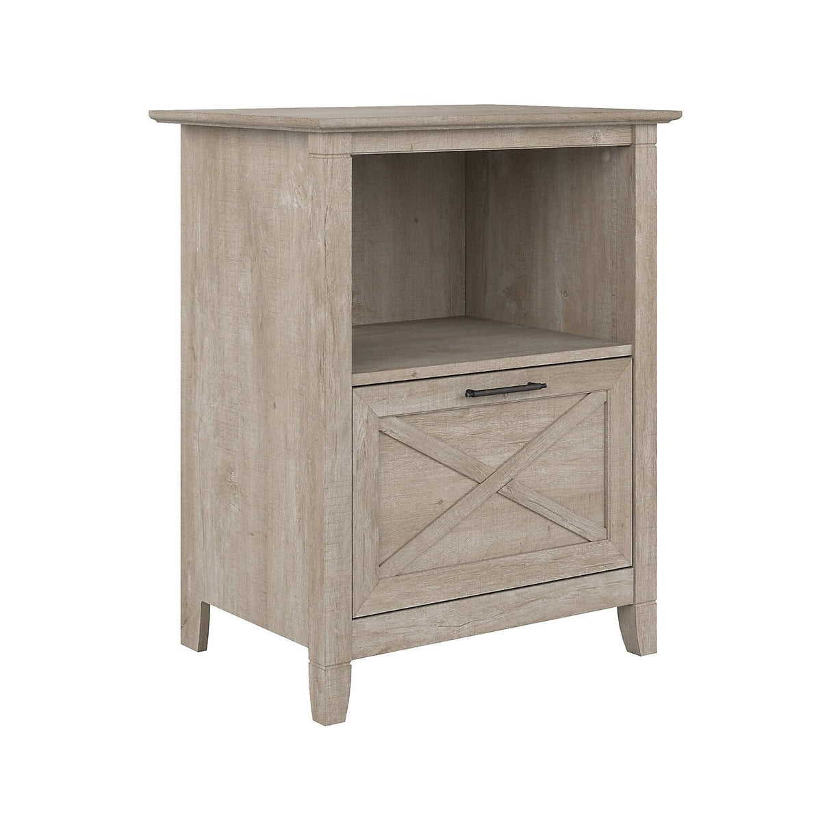 Bush Furniture Key West Washed Gray 1-Drawer Lateral File Cabinet with Shelf Bush Business Furniture