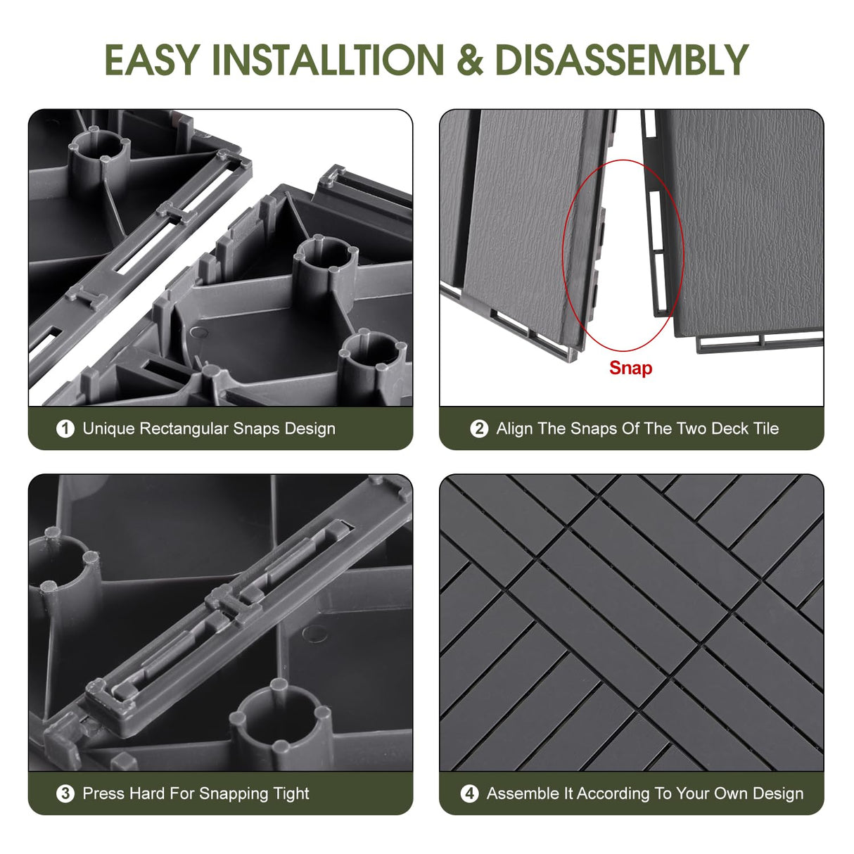 9 Pcs Plastic Interlocking Deck Tiles 12“x 12” for Bathroom, Swimming Pool, Garden, Balcony, Indoor & Outdoor Floor Drainage, Non Slip Soft Floor Mat YI