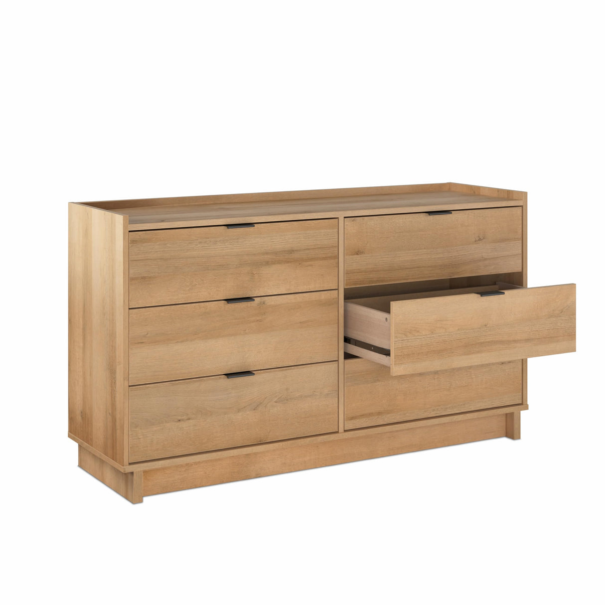 Prepac Simply Modern 6-Drawer Double Dresser for Bedroom, Chest of Drawers, Modern Bedroom Furniture, 52.5” Wide x 16” deep x 29.5” Tall, Oak Prepac