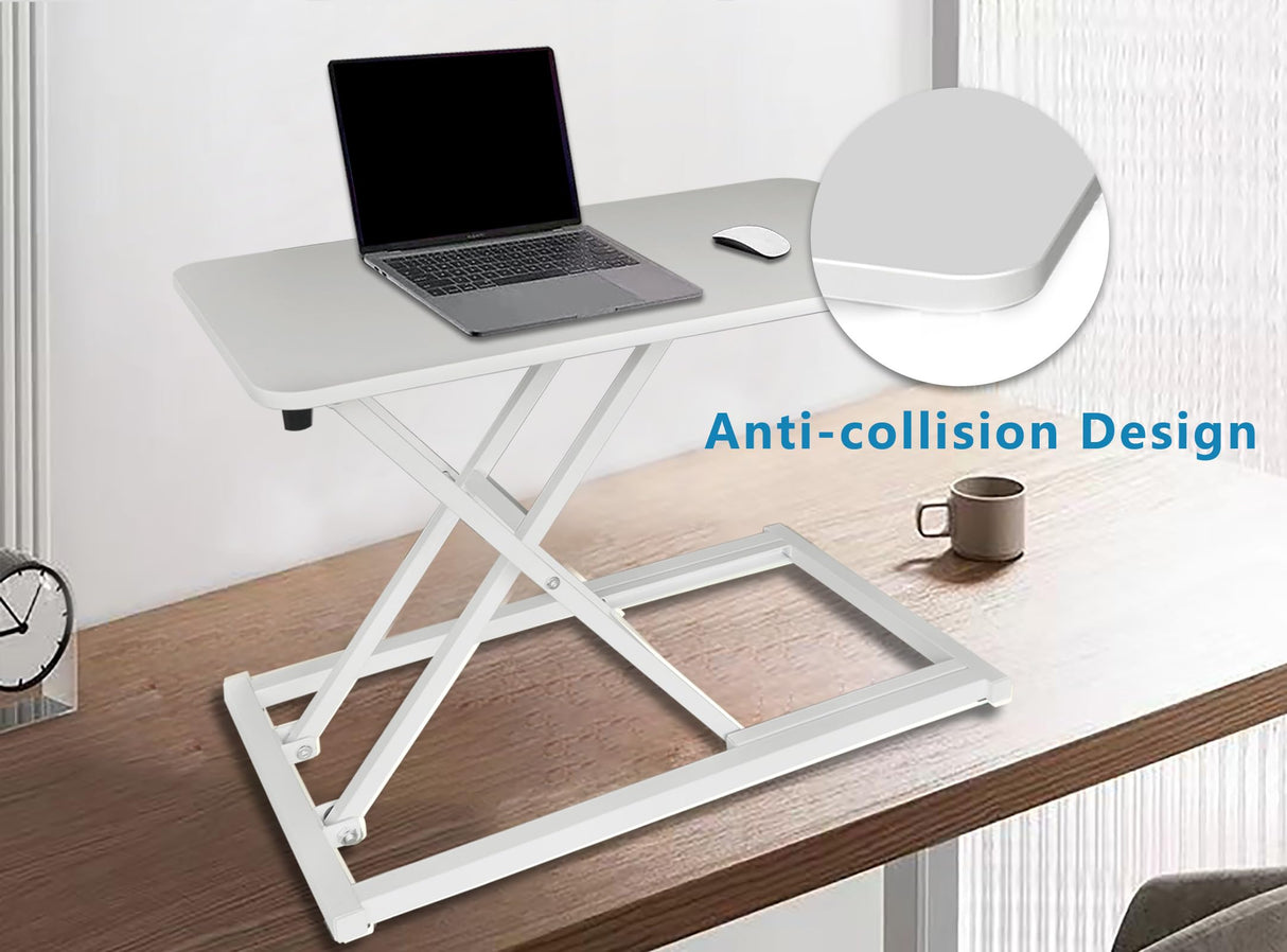 Aconcept Extra-Slim 24 x 14 White Lift Standing Desk Converter, Manual Adjustable Height Sit Stand up Desk Riser, Compact for Monitor or Laptop Workstation Aconcept