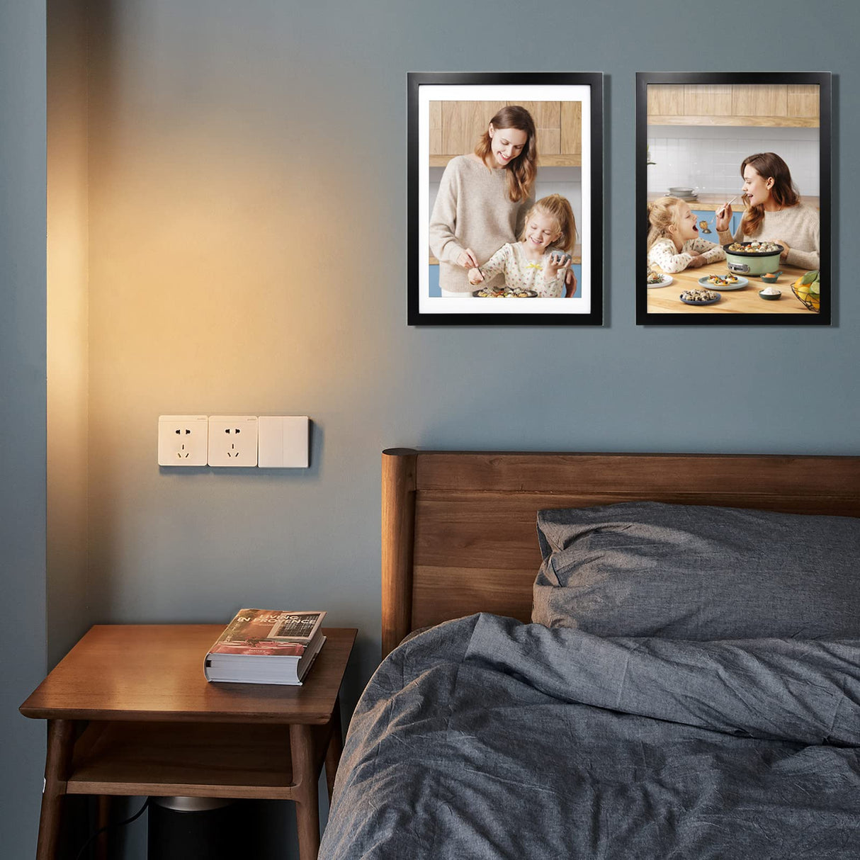 Egofine 12x16 Picture Frame Black Covered by Plexiglass Made of Solid Wood, Display Pictures 9x12 and 11x14 with Mat or 12x16 Without Mat for Table Top and Wall Mounting Egofine