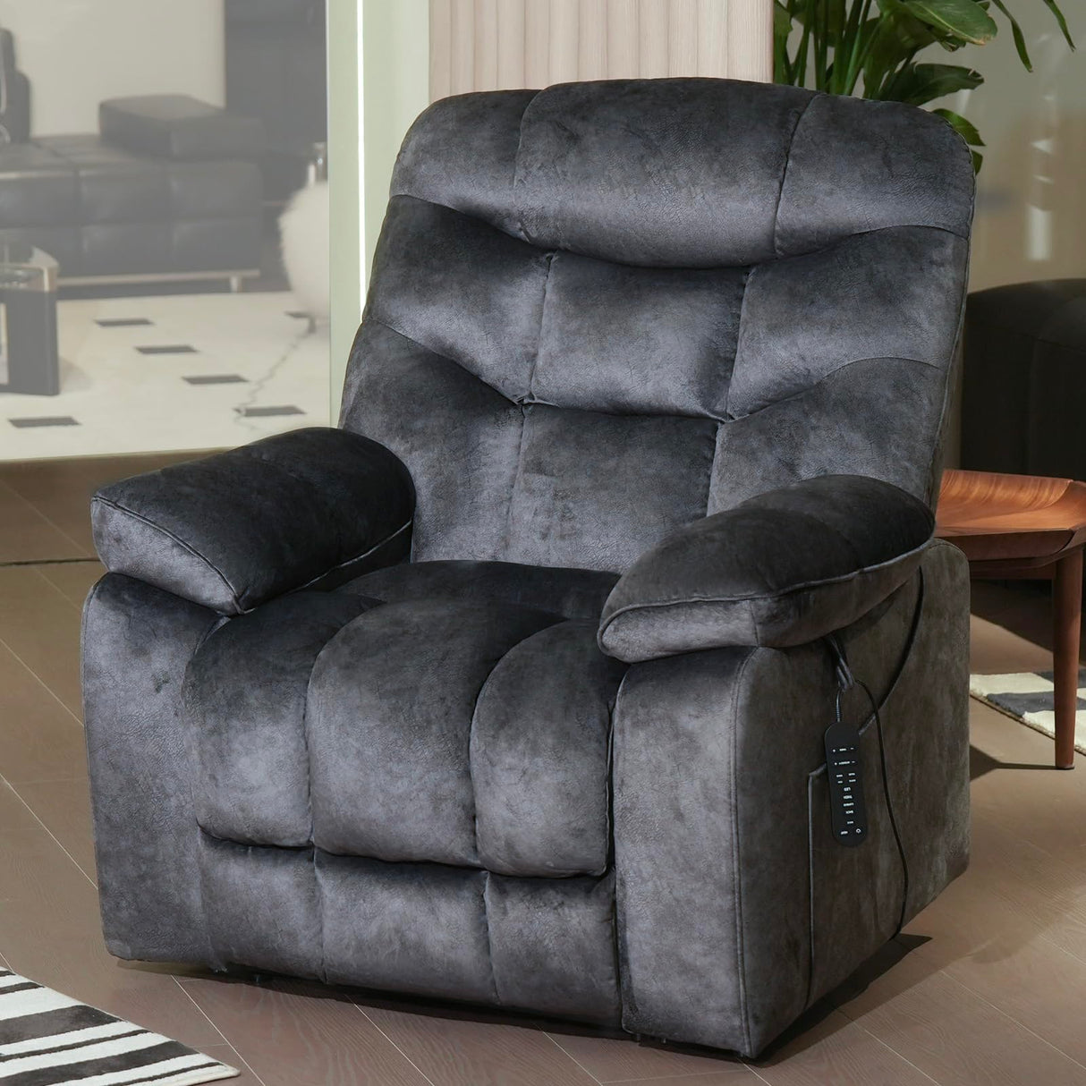 EONIX Large Lay Flat Power Lift Recliner Chair for Elderly with Heat and Massage, 400lbs Dual Motor Electirc Lift Chair with Extended Footrest, SLRY007062, Black EONIX