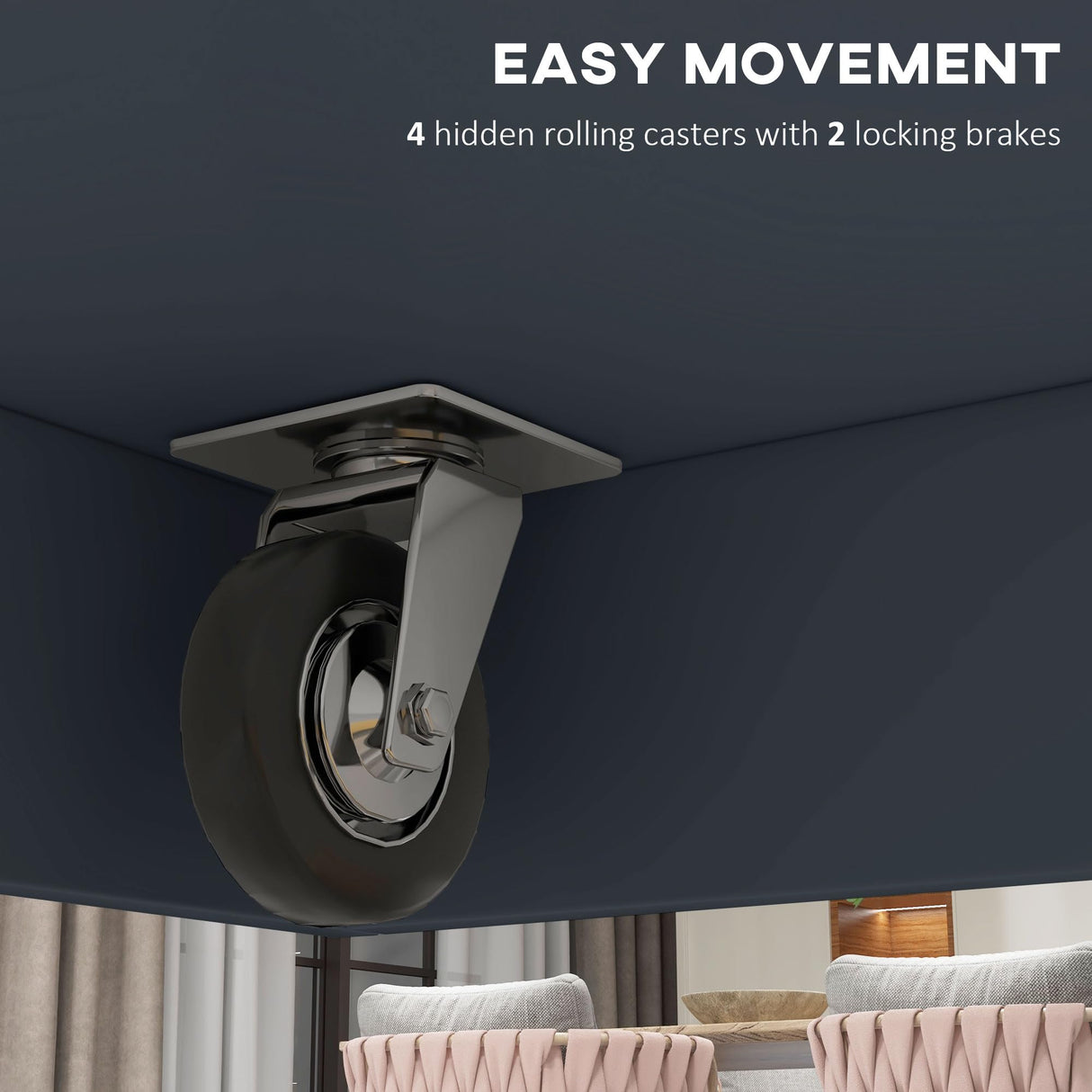 HOMCOM Rolling Kitchen Island with Drop Leaf Wood Breakfast Bar, Farmhouse Kitchen Cart with 2 Drawers, Adjustable Shelves for Dining Room, Dark Gray HOMCOM