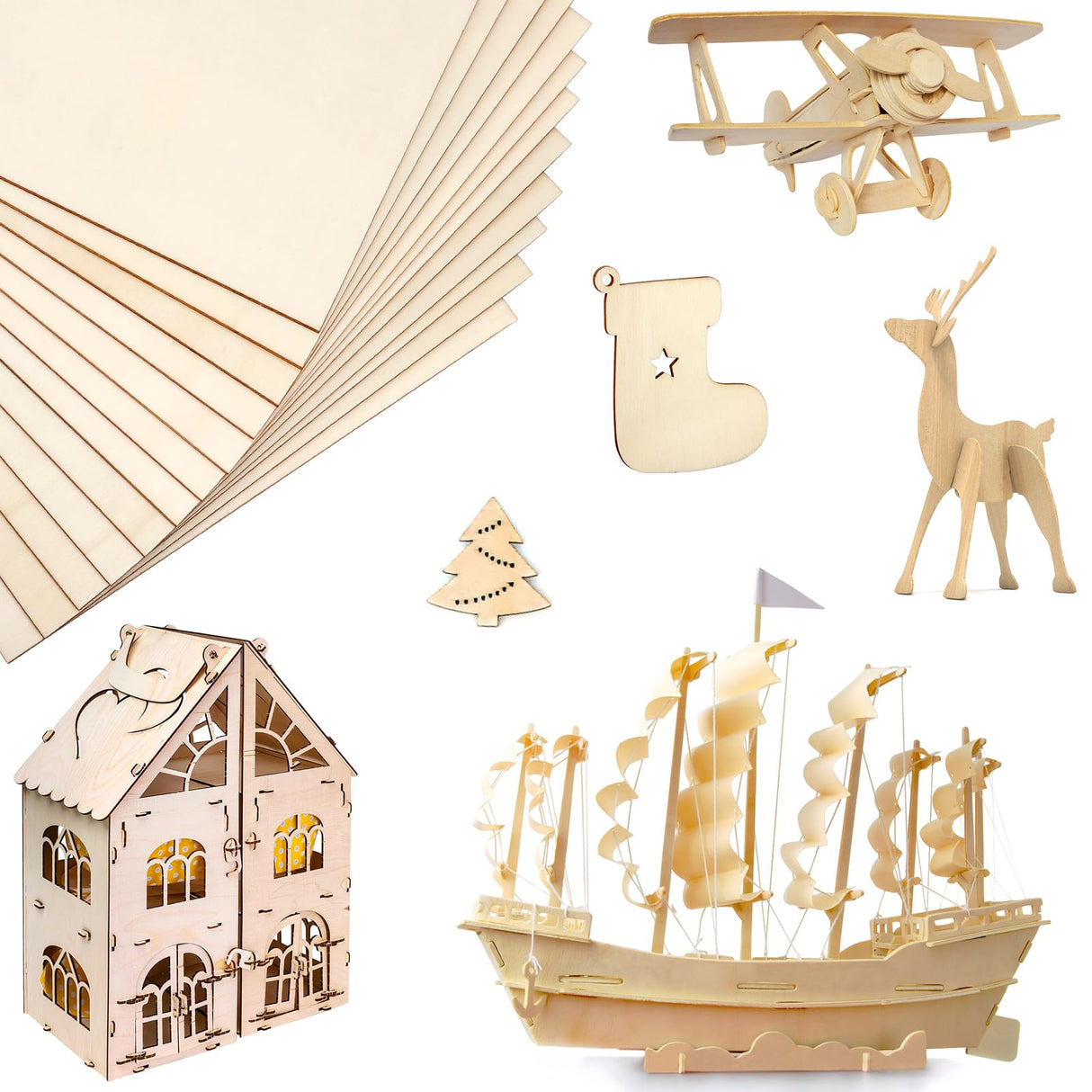 Blisstime 12 Pack 1/16 Basswood Sheets 12 x 12 Inch, 1.5mm Thin Plywood Sheets Balsa Wood Squares for Crafts, Unfinished Wood Blanks for Laser Cutting, Engraving, Wood Burning, Painting Blisstime