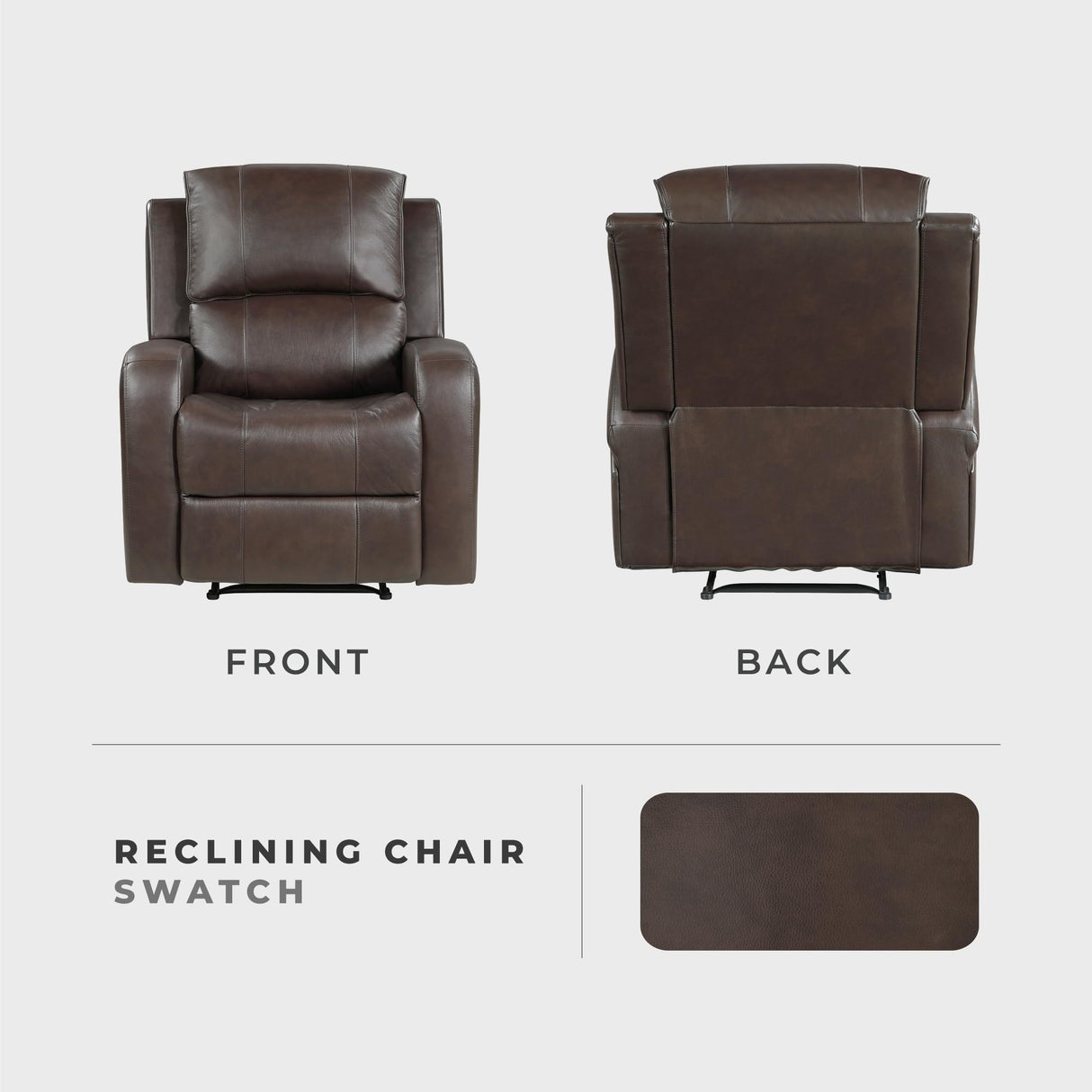 Lexicon Manual Reclining Chair, Top Grain Leather Match Wall Hugger Recliner Chair, Tab Pull Reclining, High Density Foam Over Pocket Coils, for Living Room/Reading Nook/Bedroom, Brown Lexicon