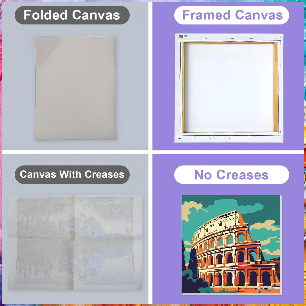 4 Pack Framed Paint by Numbers Kit for Adults – 8x8in Canvas Wall Art Set – Pre-Stretched Wooden Frame, Full Paint Set with Brushes & Velcro – DIY Number Painting for Home Décor, Gifts, Relaxation antor